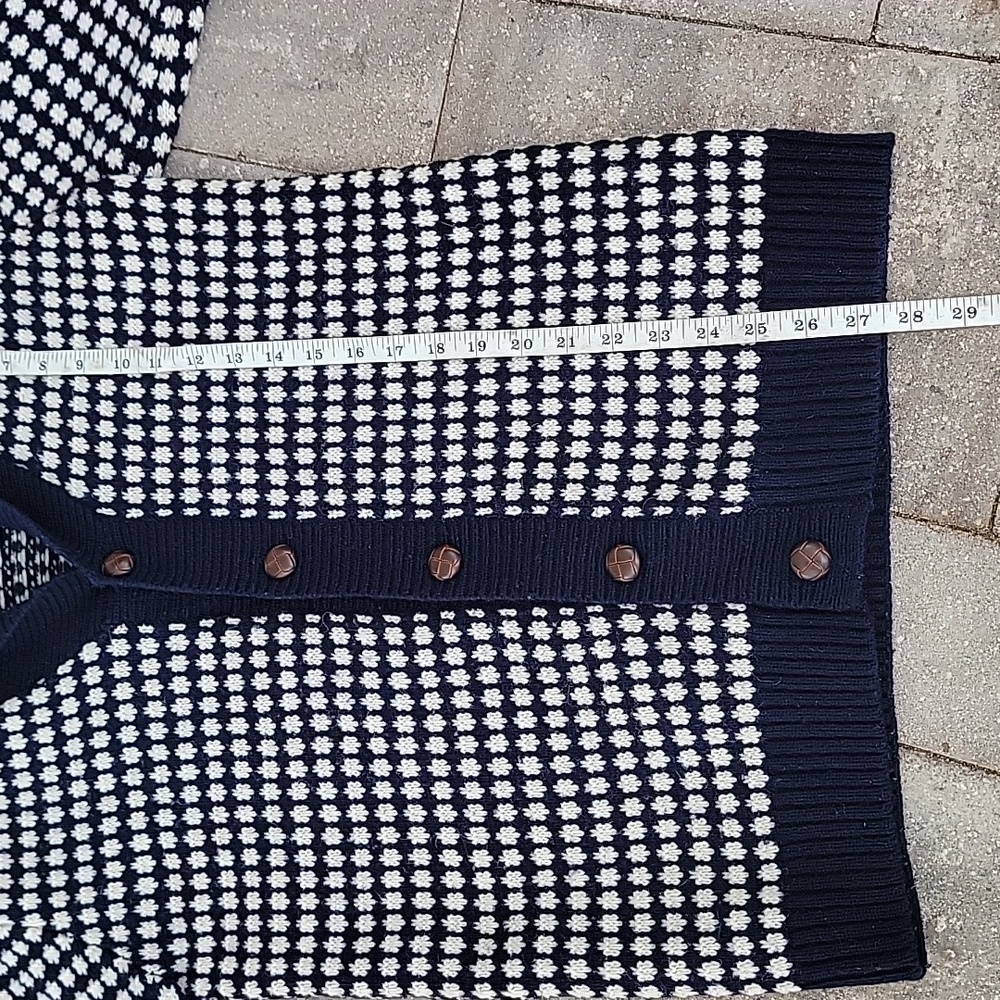Selected Homme Shawl Neck Cardigan Lambs Wool Blue & White Dotted Sz S - Picture 11 of 11